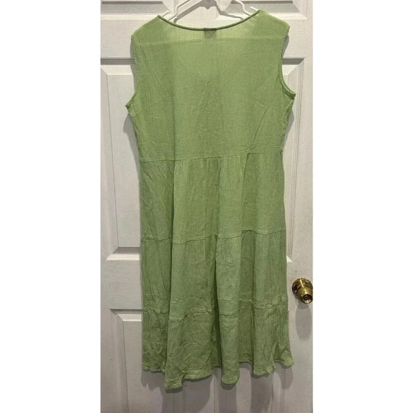 Argee‎ Green Cotton  Dress Gauzy Button Down Sleeveless  Size Medium Vintage - Picture 5 of 5